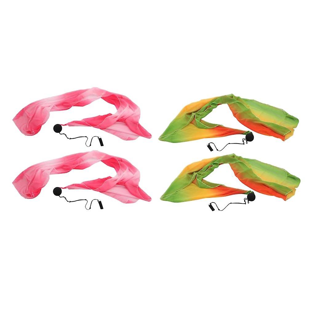 2 Pairs Veil Poi Throw Balls Imitated Silk Adjustable Belly Dance Combo 6