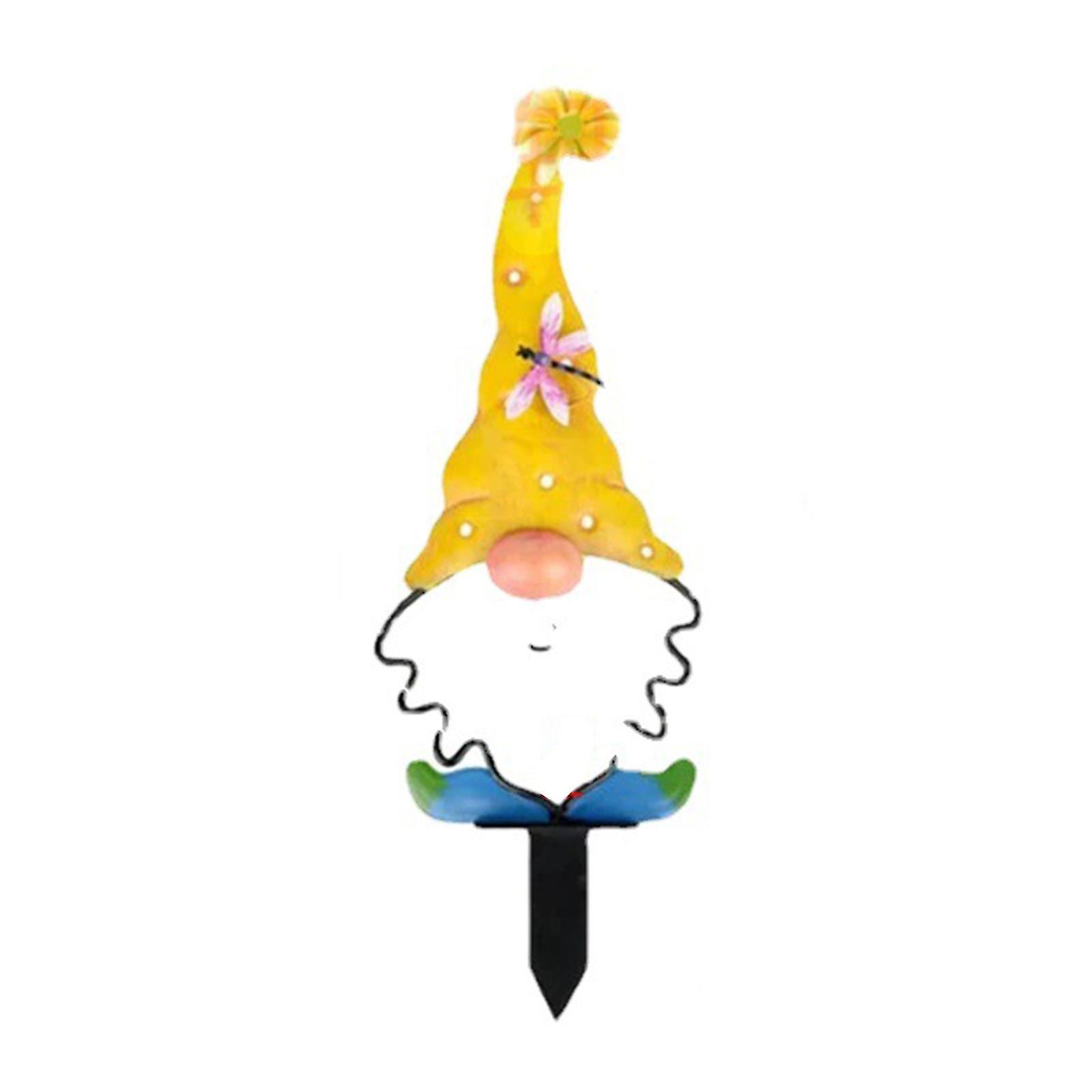 両面ノームステーク審美的な金属クリア彫刻陽気なノームインサートガーデンアクセサリー