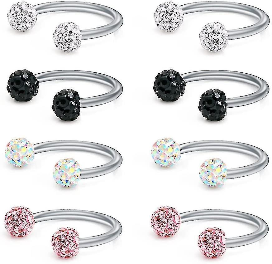 16g Eyebrow Piercing Crystal Ball Nose Piercing Surgical Steel Horseshoe Lip