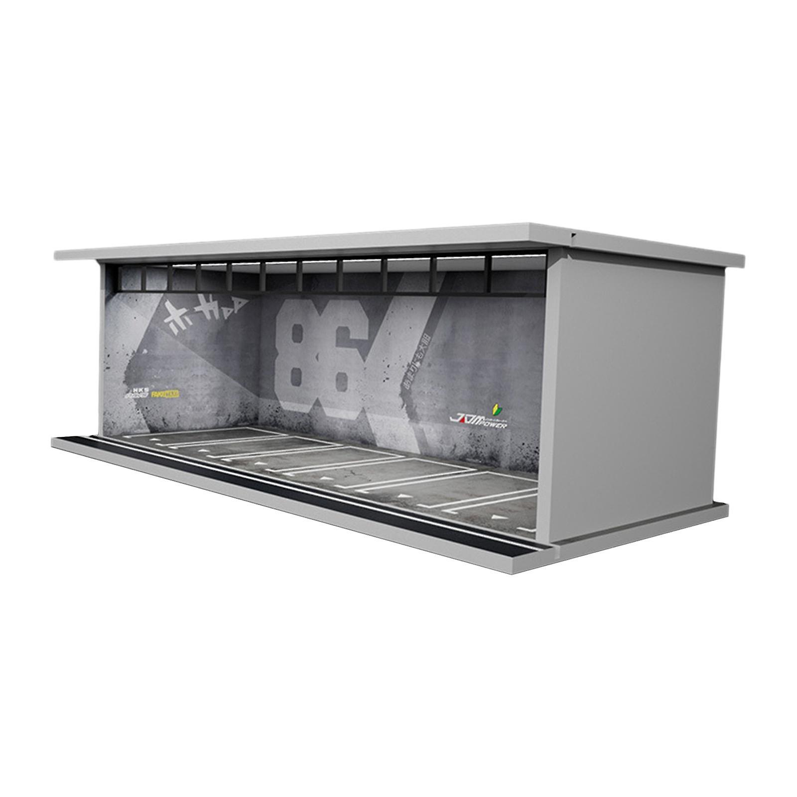 1/64 Vehicle Model Display Case Car Garage Display Case for Model Collectors Gray