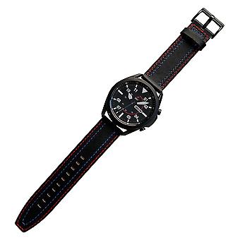 22mm Stitching Decor Genuine Leather Smart Watch Strap for Samsung Galaxy Watch3 45mm/Suunto 9 Peak