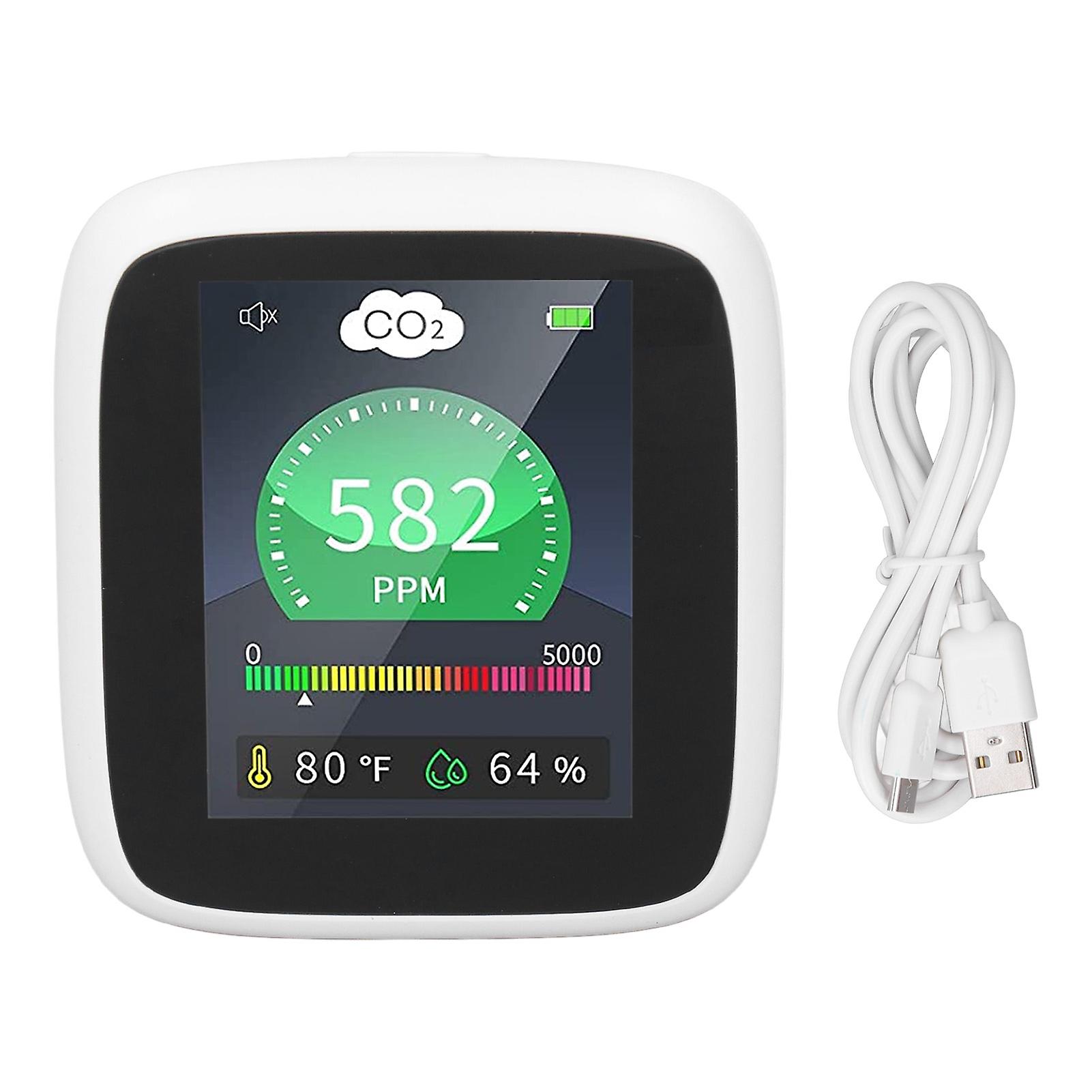 Carbon Dioxide Detector, Indoor Air Quality Monitor, CO2, Temperature, Relative Humidity, with Alarm for Travel