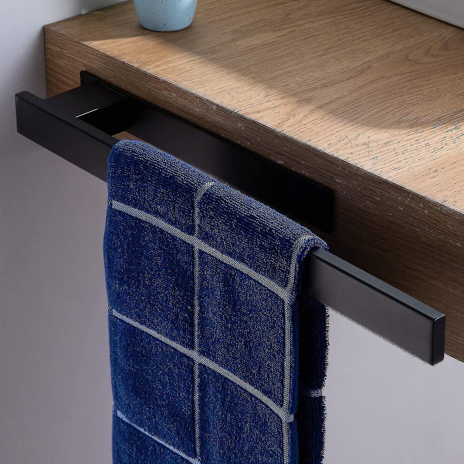 Portasciugamani autoadesivo Portasciugamani nero senza foratura Portasciugamani da bagno per bagno e cucina, 39cm-hy