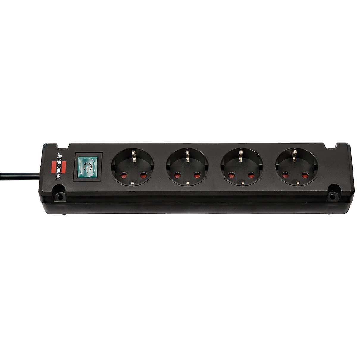 Bremounta 4-way multiple socket with 90 degree socket, power strip with mounting option and 1,