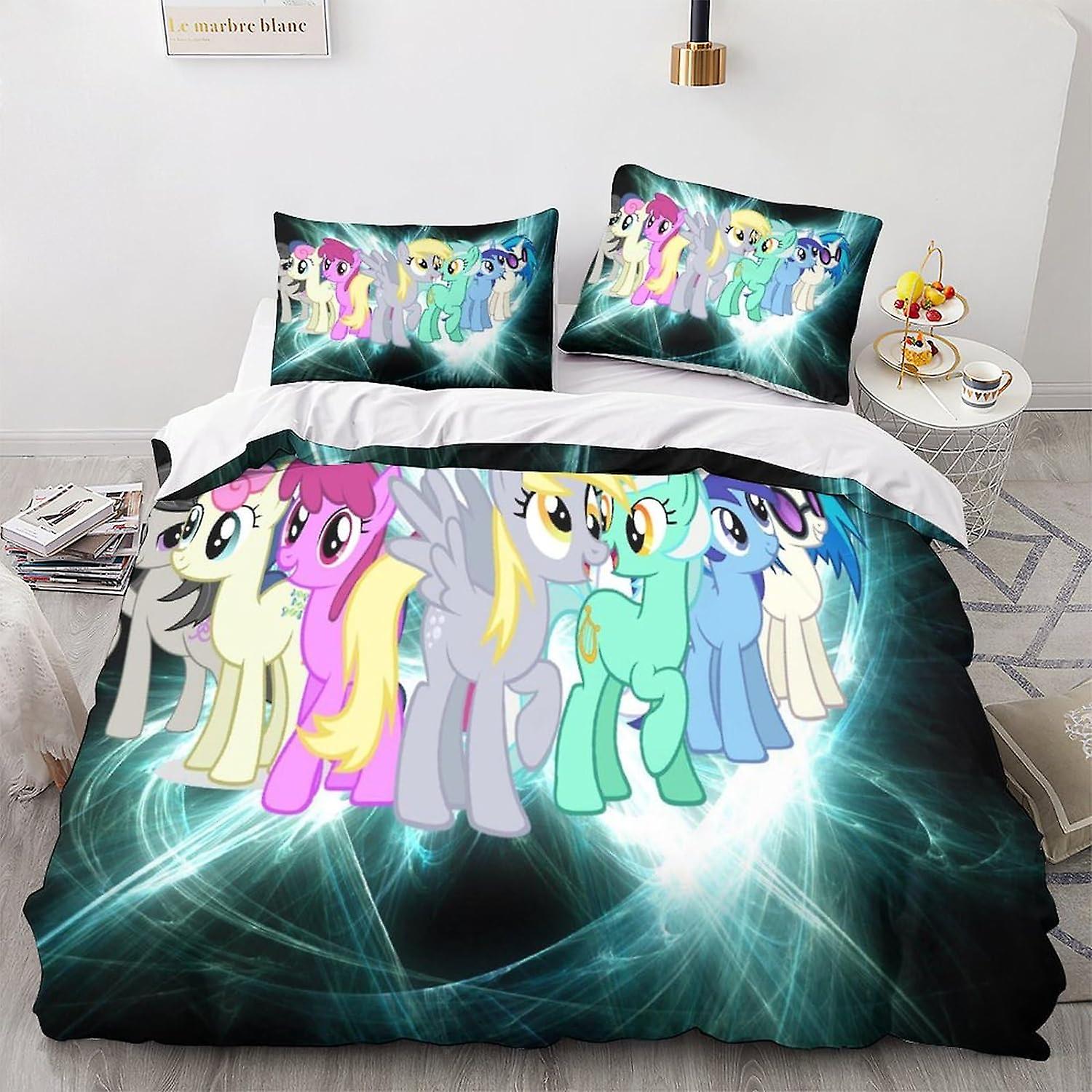 My Little Pony Kołdra Poszewka Pokołdry dla nastolatków i dorosłych Druk 3D Postacie z anime Poszwa na kołdrę Zestaw pościeli Miękka mikrofibra z zapięciem na zamek błyskawiczny