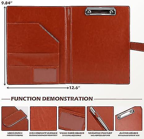 Portfolio Folder Binder -Faux Leather Portfolio Folder with Cover for A4 Notepad Holder, Business Portfolio Brown 24.5*32cm