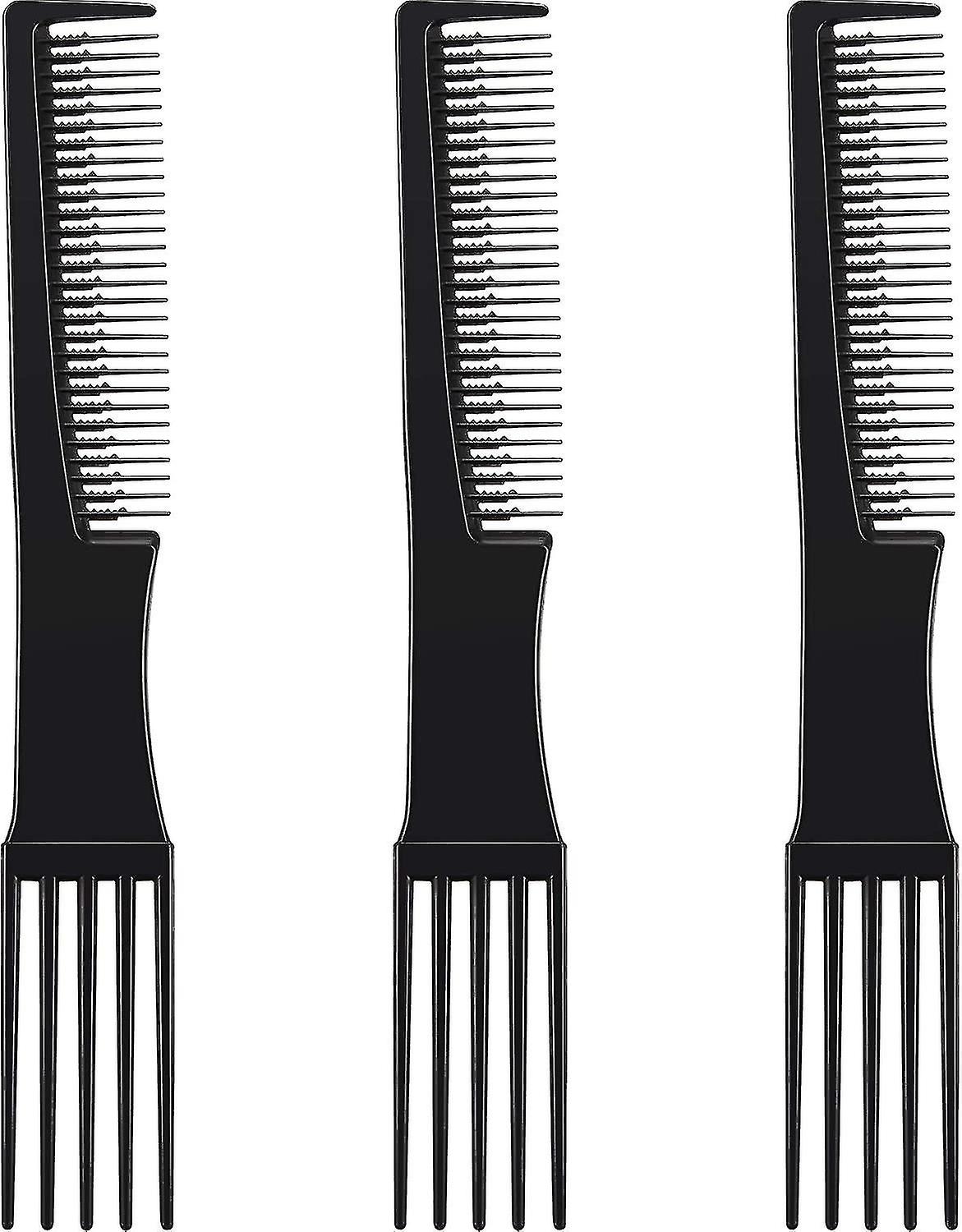 3 Packs Lift Combs Fork Combs Prong Combs Double End Rake Combs Styling Combs Black