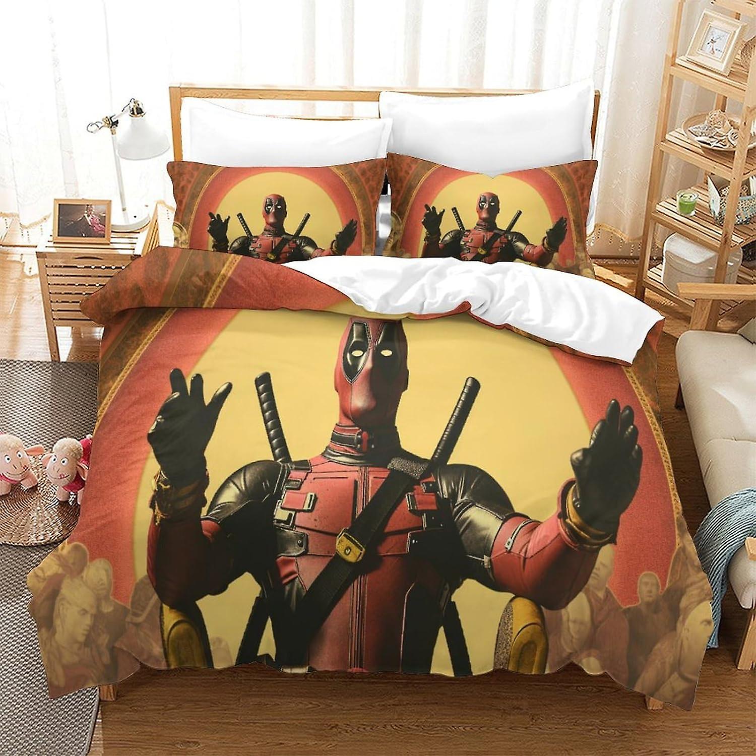 مجموعة سرير HOUKIG Deadpool ، واقي مرتبة رياضية ، تصميم عيد الميلاد للأب ثلاثي الأبعاد ، ستوكات ، مجموعة من 3 قطع مع سحاب و 2 أكياس وسادة ،.