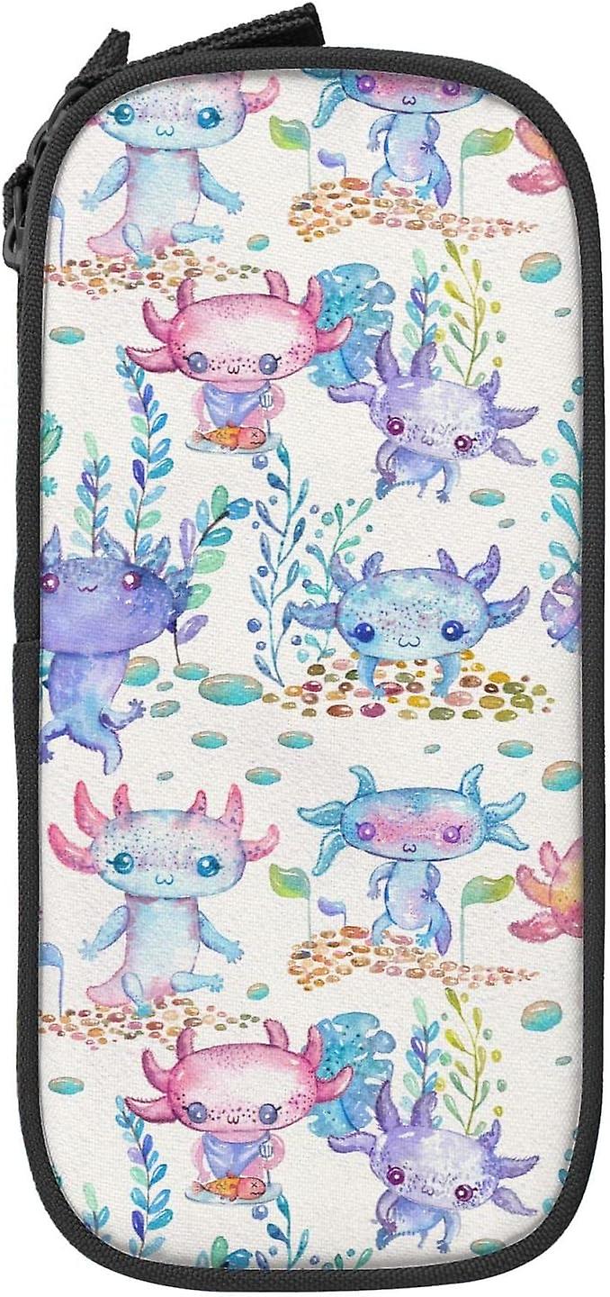 مقلمة Axolotl بالألوان المائية سعة كبيرة حقيبة قلم رصاص متينة حقيبة قلم تخزين مع سحاب الحقيبة مربع الحقيبة الثابتة12870