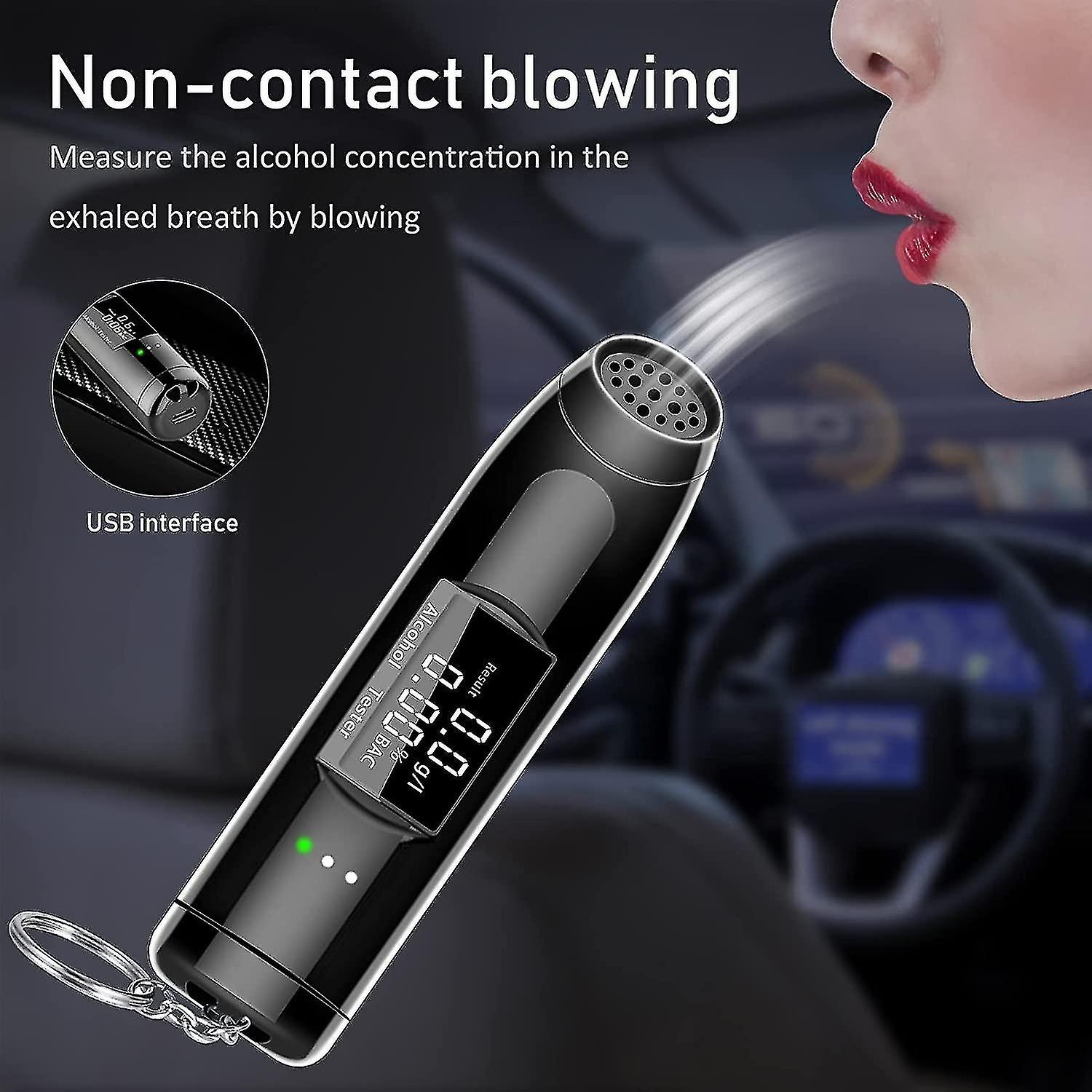 Portable Alcohol Tester Breathalyzer High Accuracy Alcohol Detector With Lcd Display Rechargeable Di