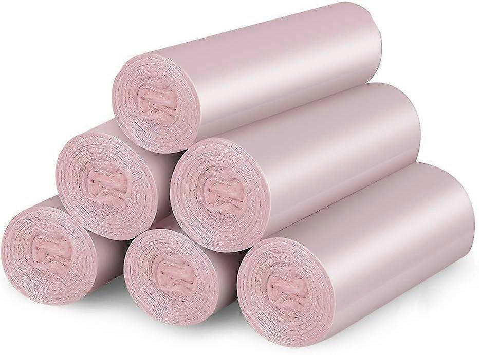 Sopsäckar, 6 rullar/120 små sopsäckar för kontor, kök, sovrum, soptunnor, rosa