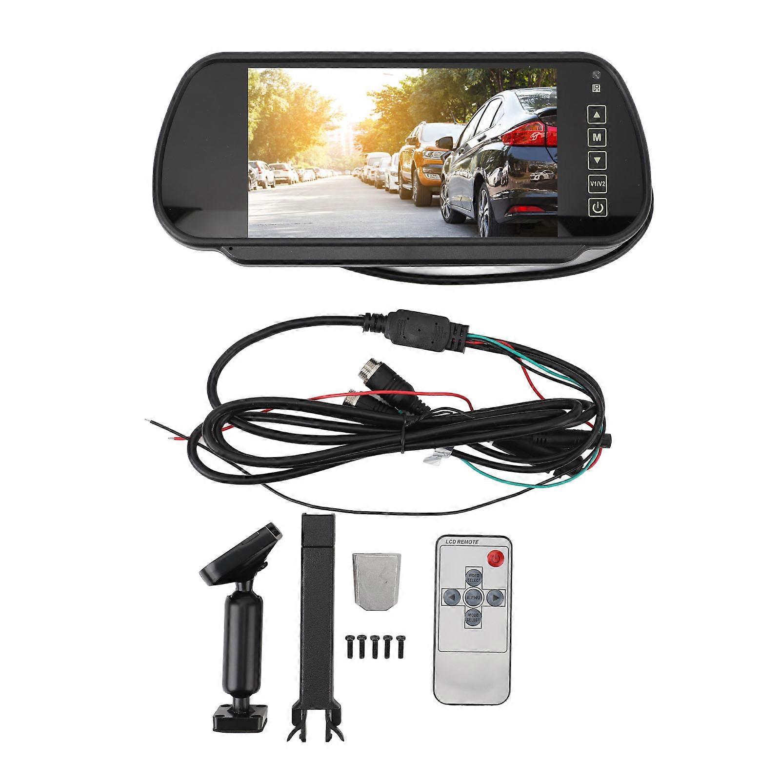 7 Inch Rearview Mirror HD Car Display 12V to 40V Reversing Camera System Wide Screen Universal for Heavy Trucks Vans E2U511