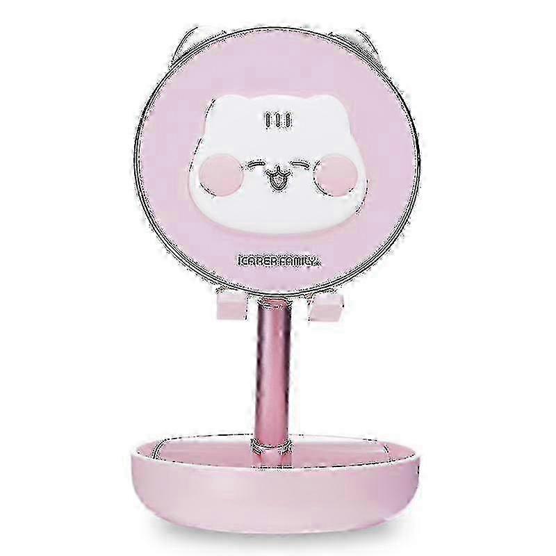 Pink Retractable and Adjustable Phone Stand with Mirror - Multi-angle, Height Adjustable, Stable_Feb