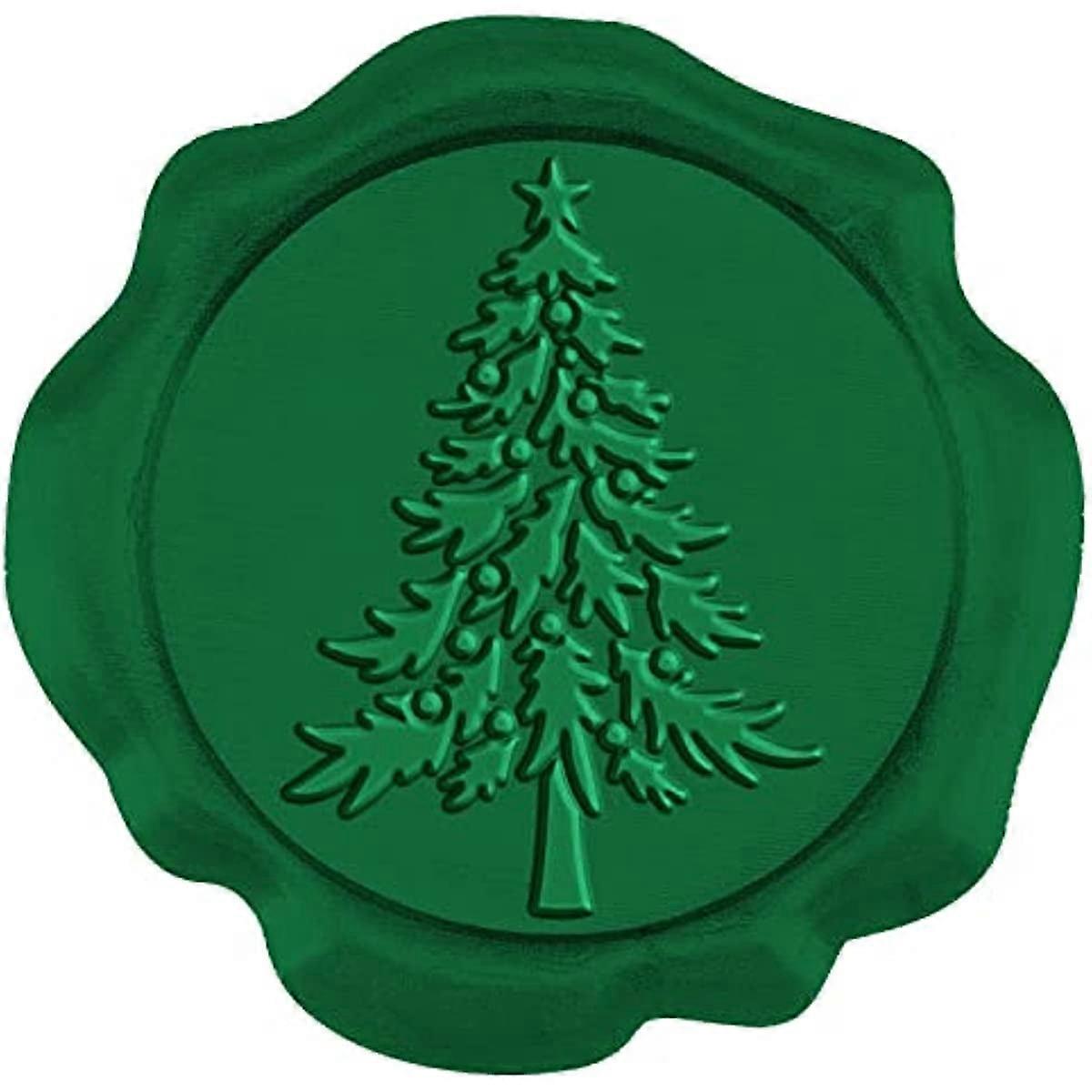 50pcs Christmas Wax Seal Stickers Christmas Pine Tree Self Adhesive Wax Seal Stamp Stickers Dark Green Envelope Wax Stickers for Wedding Invitations E