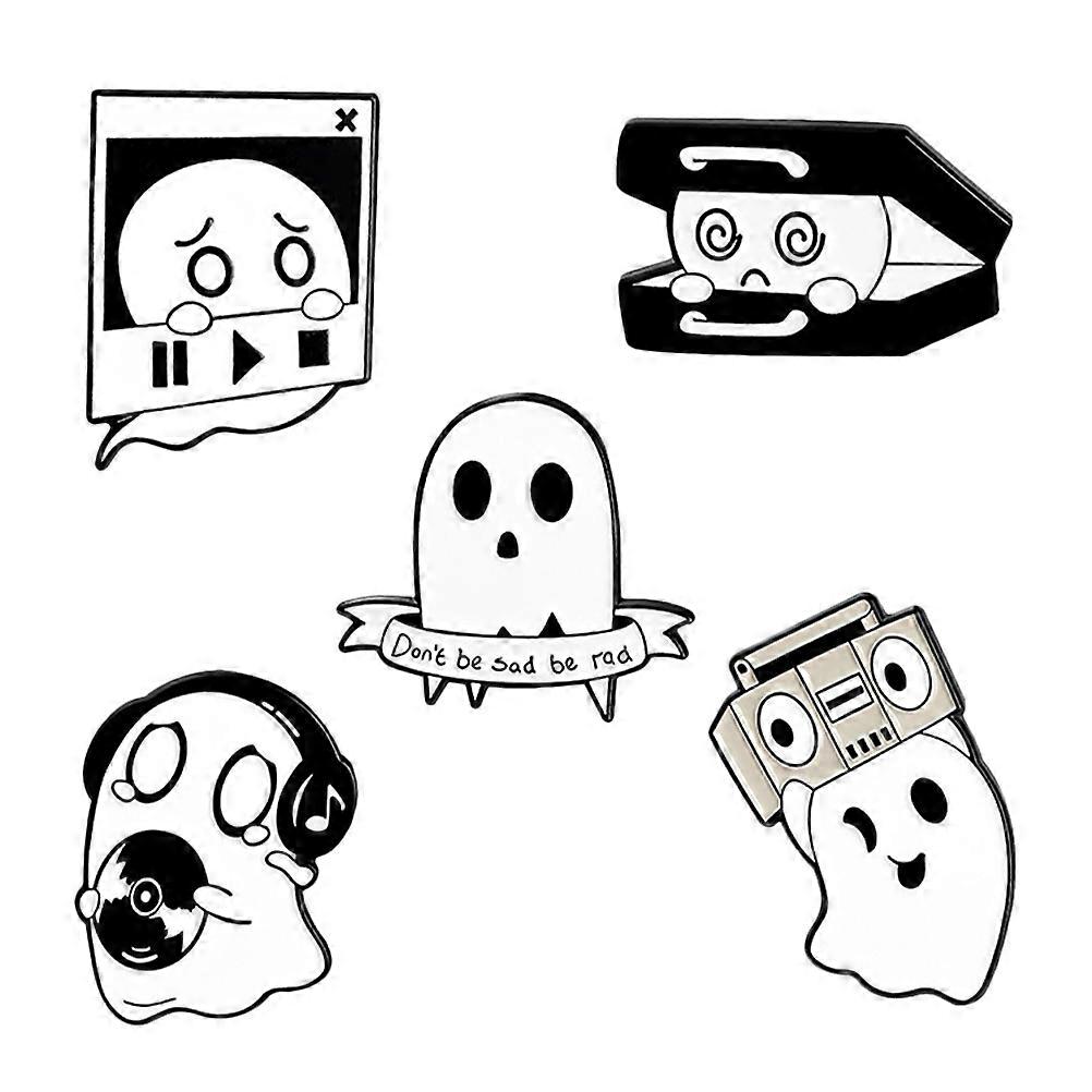 5 Stück Geist Emaille Anstecknadel Schöne Geist Emaille Revers Anstecknadel Punk Musik Brosche Abzeichen