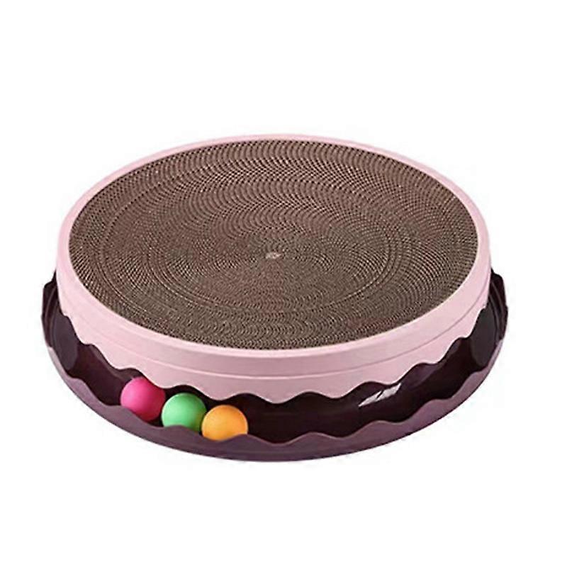 Cat Scratcher Toy PET Resin Double Layer Wearproof Large Space Cat Scratching Board Toy with Multiple Balls M Pink