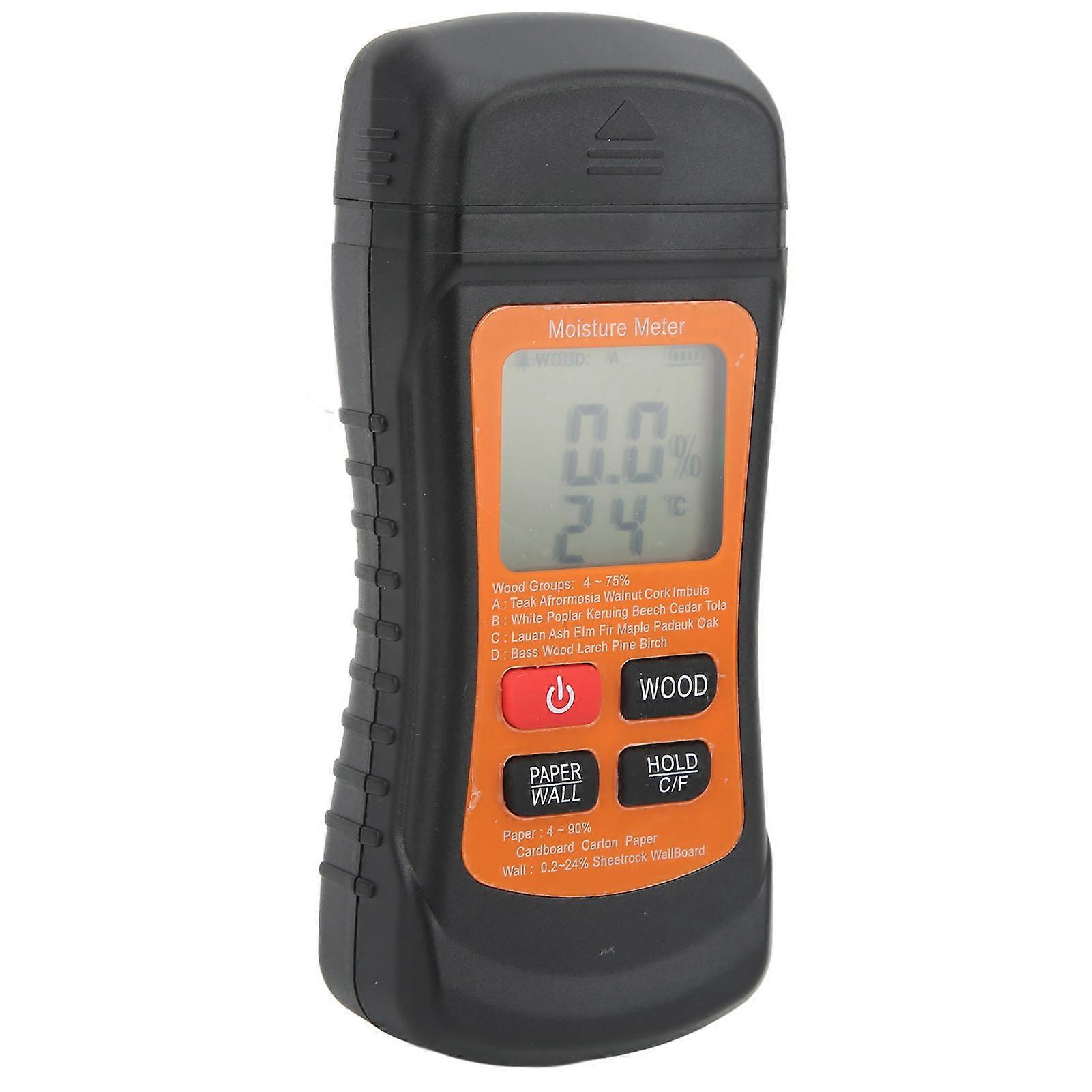 Wood Moisture Meter Temperature Detector Tester Digital Display Tool for Paper Wall