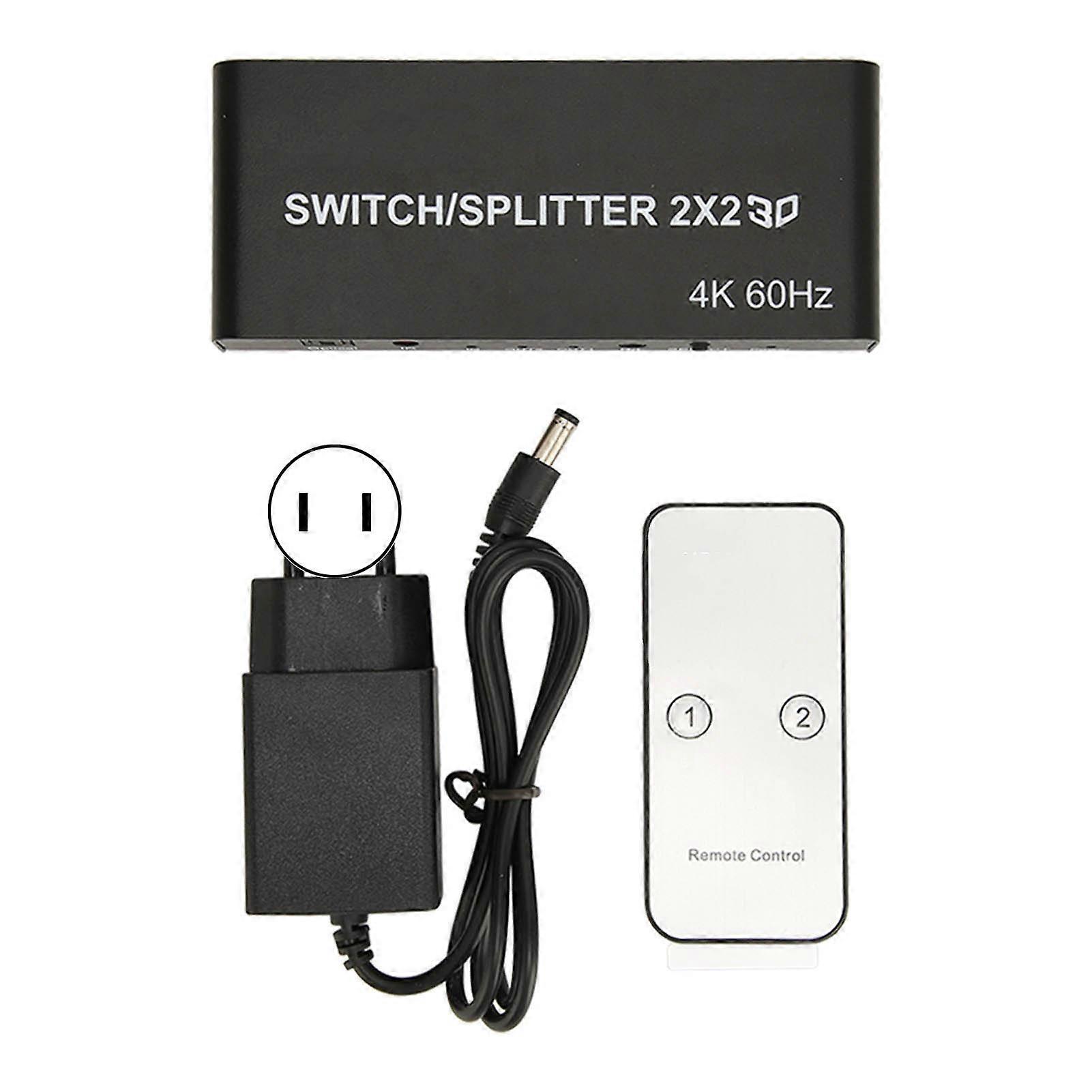 HD Multimedia Interface Switcher 2 in 2 Out 4K HD Multimedia Interface Splitter for PC Projector TV 100?240V US Plug