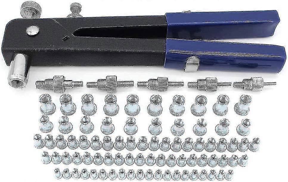 86pcs Threaded Rivet Nut Kit Set Nut Rivet Tool, Threaded Nut Rivet Tool Riveter Rivnut Nutsert Gun Riveting Kit M3 M4 M5 M6 / m8 Cy