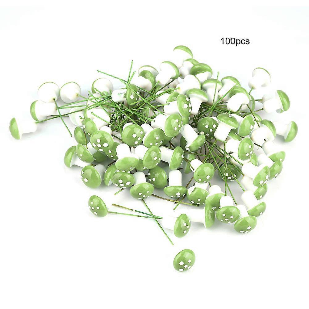 100pcs Artificial Mushroom Pattern DIY Craft Accessory for Wedding Candy Cake (Green)