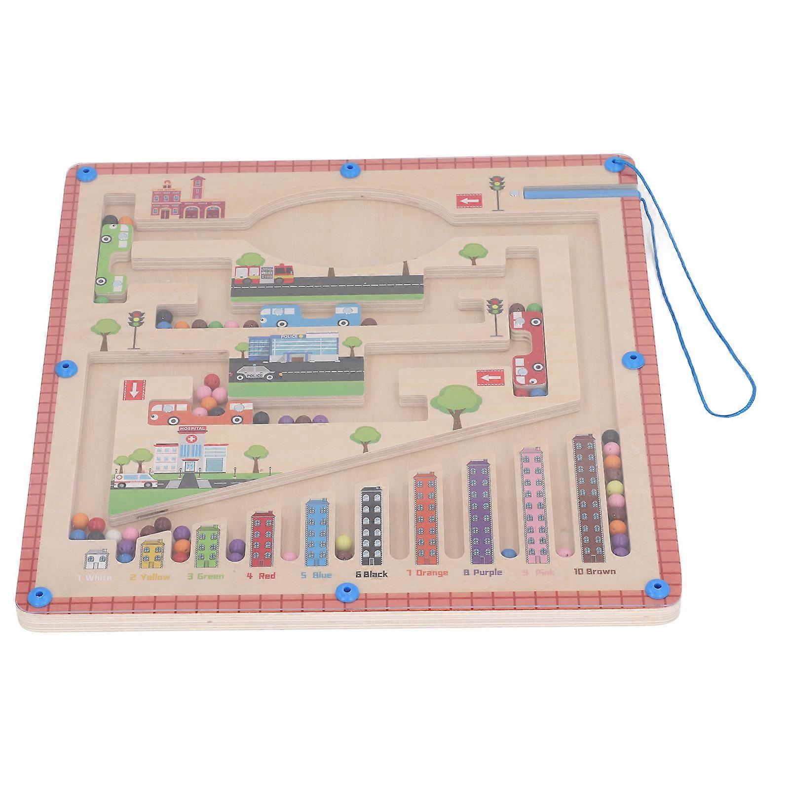 Wooden Magnetic Color Number Counting Maze Fine Motor Skills Interactive Early Learning Wooden Color Sorting Game