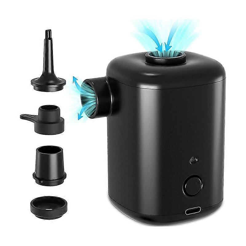 Portable Quick-Fill Rechargeable Air Pump, with 4 Nozzles for Air Mattress/ Swimming Rings/ Pool Fl