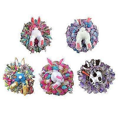 Easter Plush Wreath Bunny Wall Sticker Holiday Decor 12"