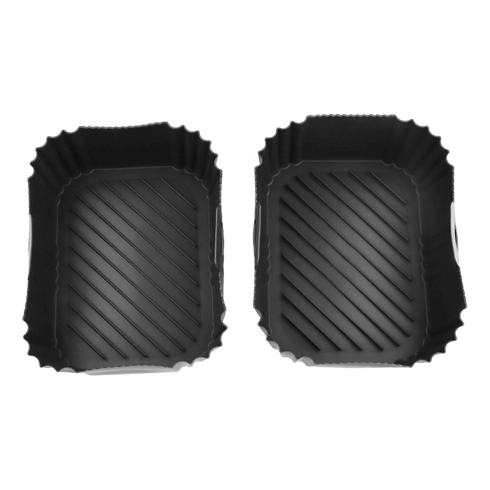 2 Pcs Air Fryer Accessories Set Air Fryer Silicone Basket Oven Baking Tray Silicone Pot Liner Steamer Roasting Rack