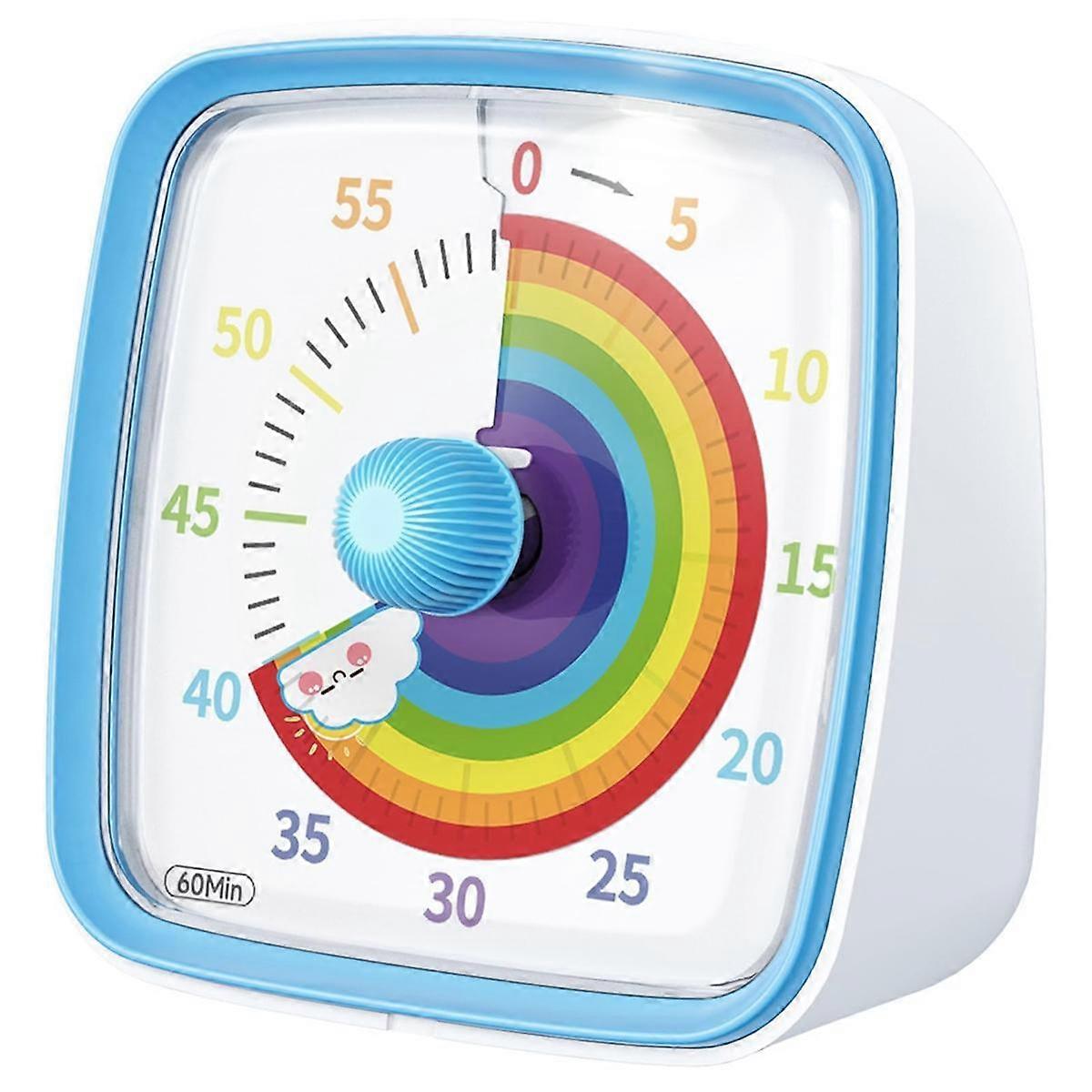60-Minute Visual with Night Light, Countdown ,Pomodoro with Rainbow Pattern for Kids and Adults Blu