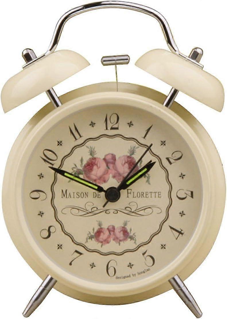 レヴェール マタン シランシュー、ヴィンテージ レトロ ヴェイユ ソヌリ フォルテ ダブル クローシュ クォーツ アナロジー MTAL パイル (フルール ベージュ)