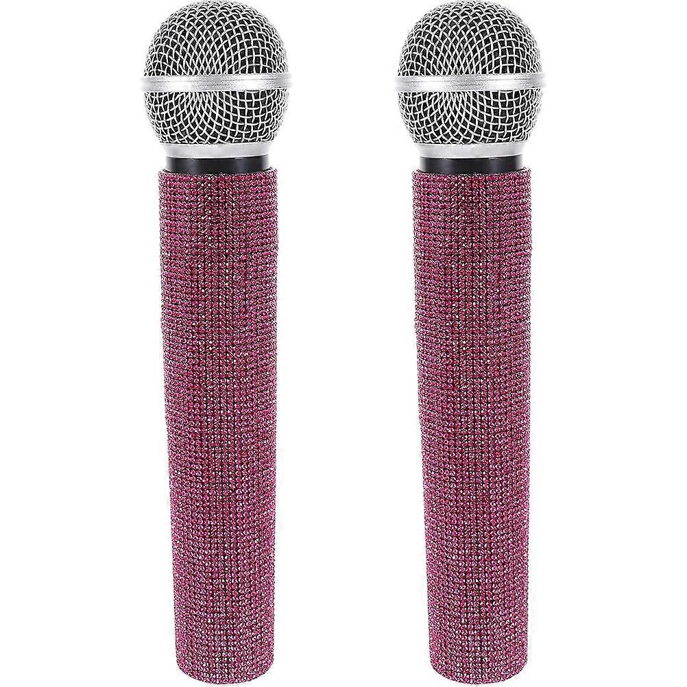 2pcs Simulation Microphone Props Fake Microphone Glitter Pretend Play Microphone