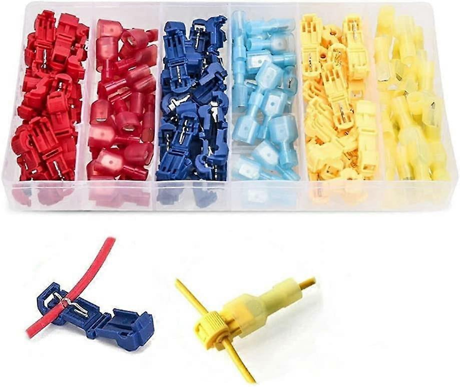 120 Pack Quick Release Electrical Self Insulating T-Tap Cable Connectors with Storage Case
