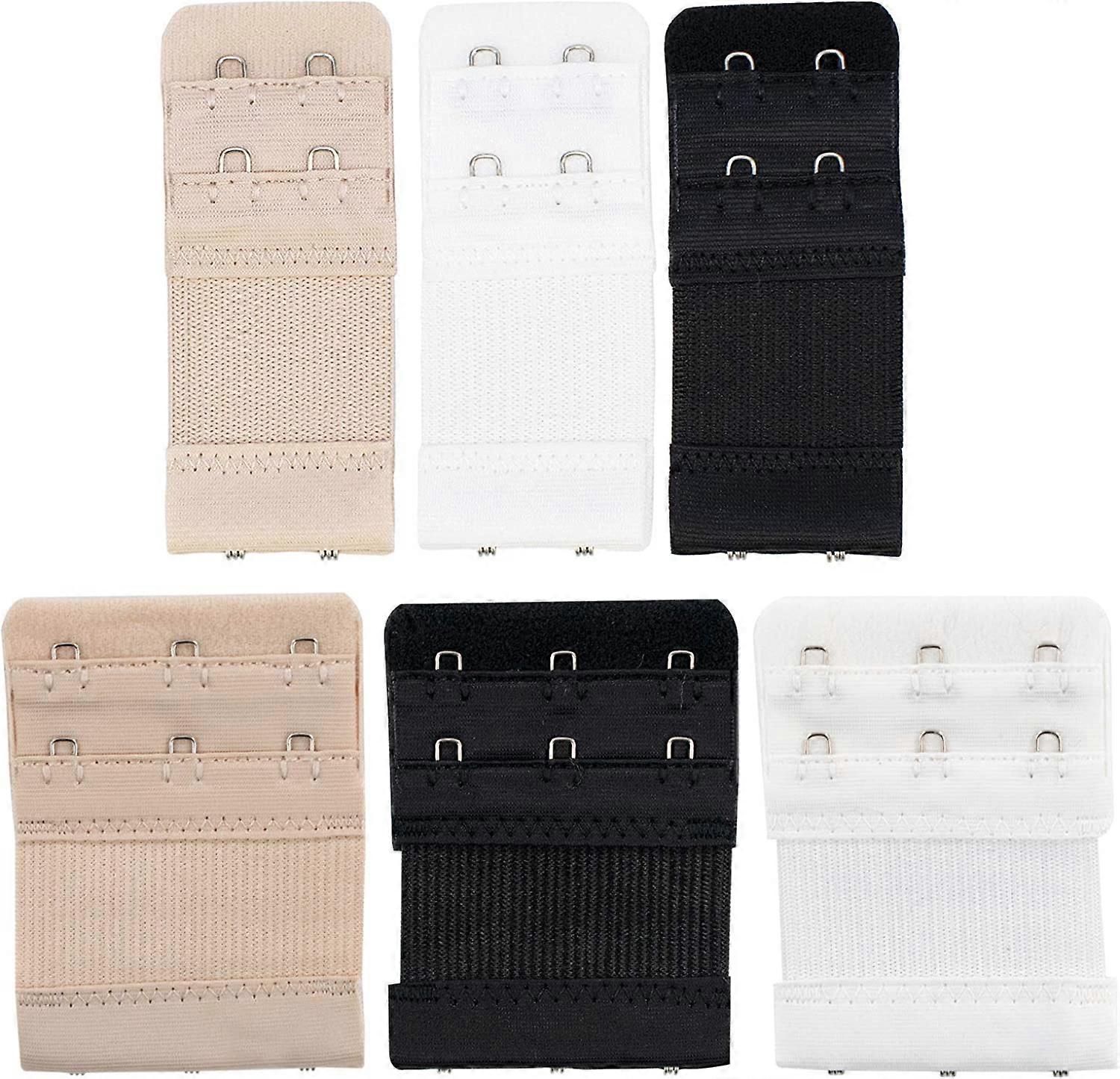 3-Piece Bra Extension Set - Black, White, Beige, Flexible Hooks