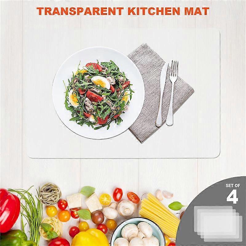 Transparent Kitchen Mat, Mat,Table Protector,Waterproof Placemats,Worktop Saver,Placemat Set 4 Piec