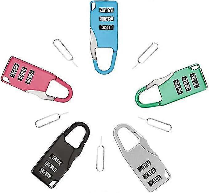 5 Pack Code Lock, 3 Digit Alloy Combination Padlock Jskee
