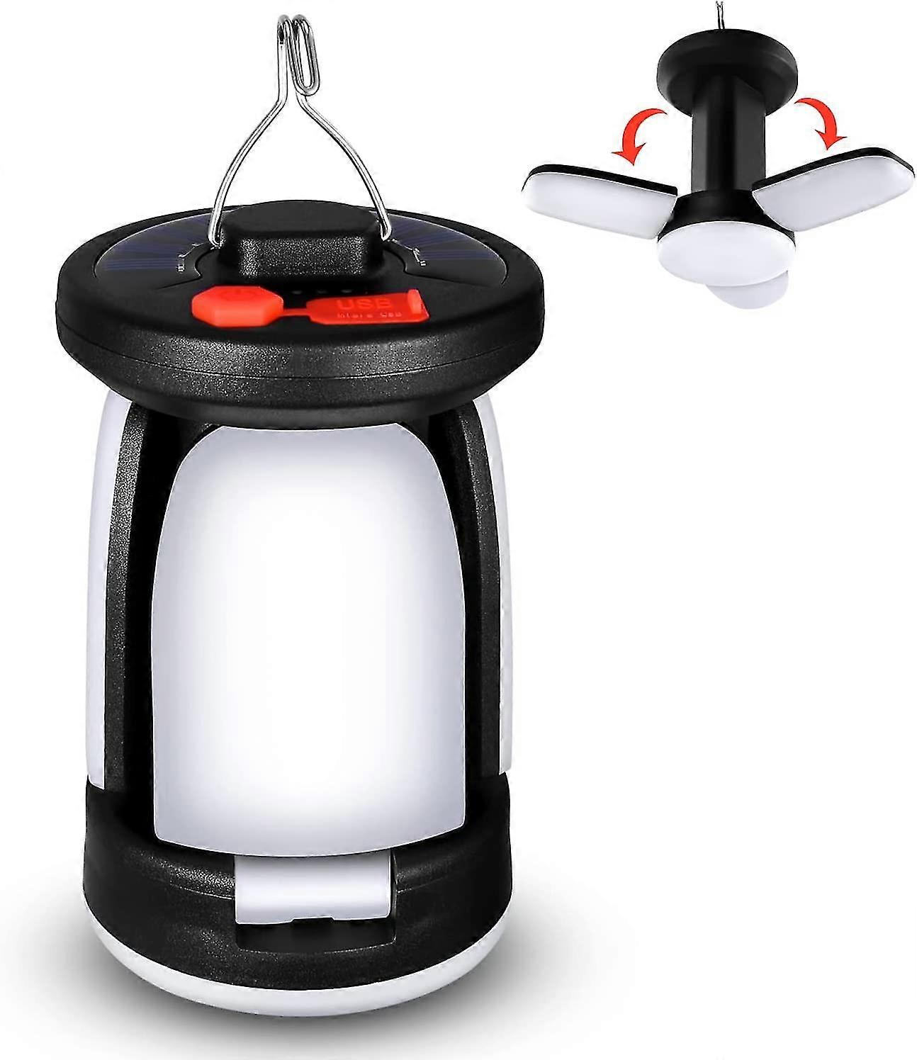 ضوء شمسي ، ضوء تخييم LED فائق السطوع ، 2 أوضاع إضاءة قابلة للتعديل ، 5 طرق شحن ، مع مولد كرنك يدوي