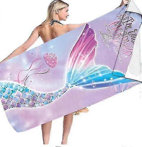 Extra Large Mermaid Tail Beach Towels Sandproof Quick Dry, Cute Pink Adults Tie-dye Thick Microfiber Travel Blanket, 75 Cm X 150 Cm