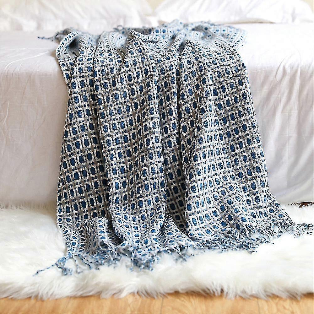 Houndstooth Check Knitted Throw Blanket Textured Soft Sofa Couch Cover Decorative Knitted Blanket Weighted Knit Blanket-Good