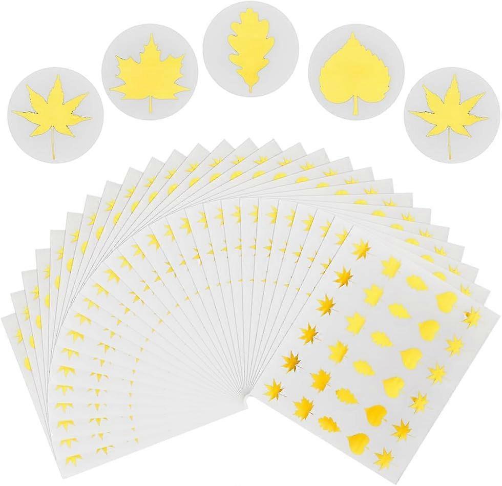 1200pcs/40Sheets Leaf Envelope Seal Stickers 1 Inch Gold Round Envelope Seal Stickers Maple Wutong Leaf Self-Adhesive Seal Stickers Poplar Claw Leaf L