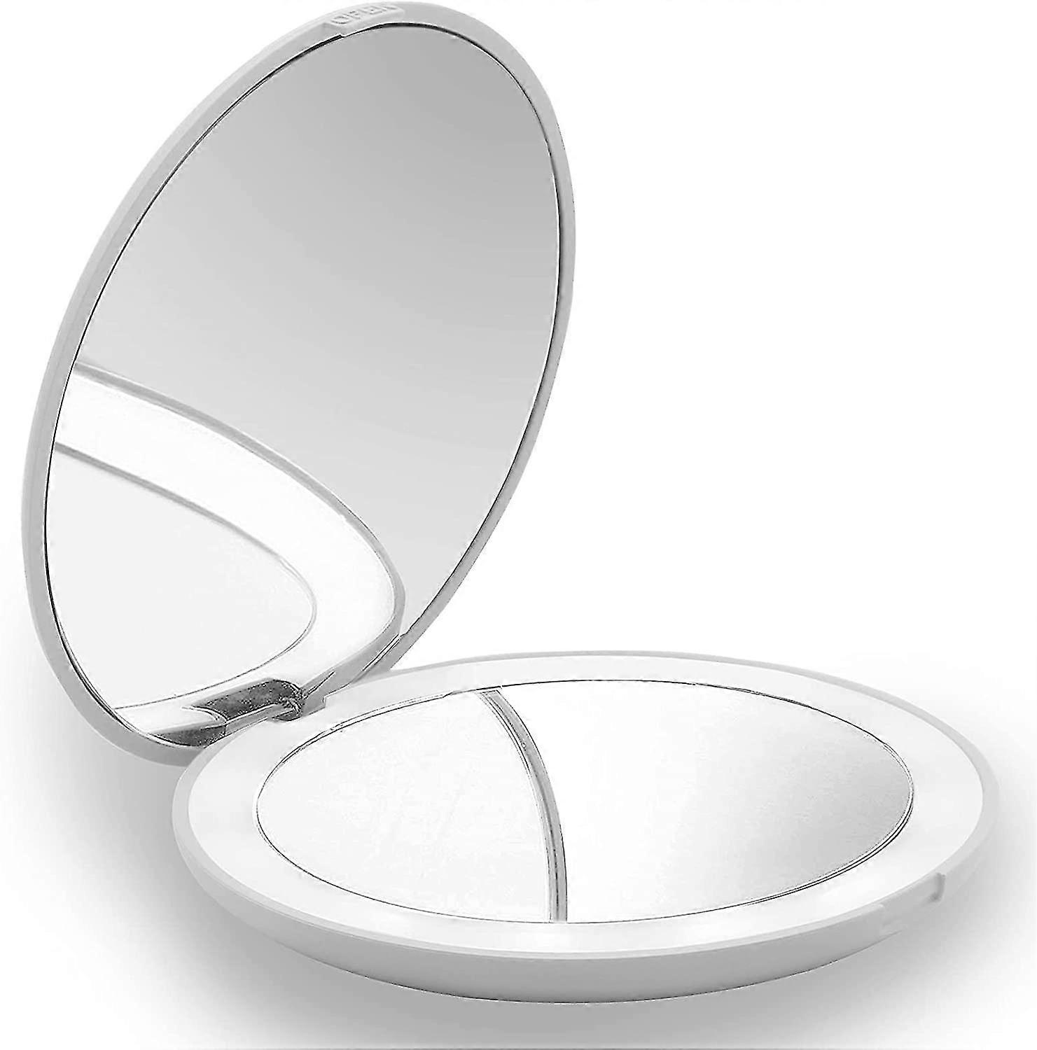 Compact Vanity Mirror, 1x/10x Magnification Led Illuminated Travel Vanity Mirror Foldable Illuminated Mirror (white)