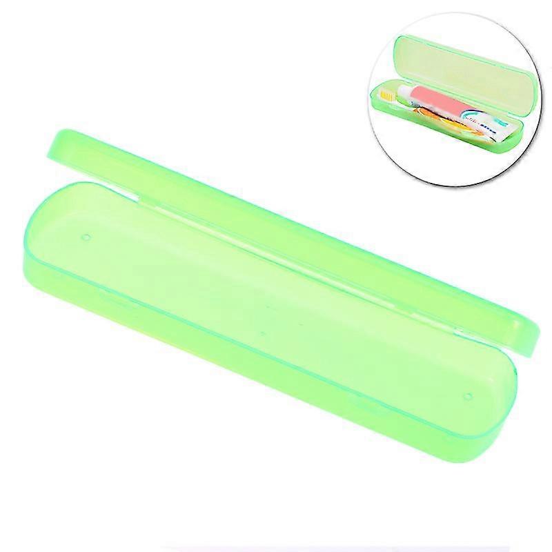 portable toothbrush toothpaste storage rectangular case / holder / box for traveling camping (green)