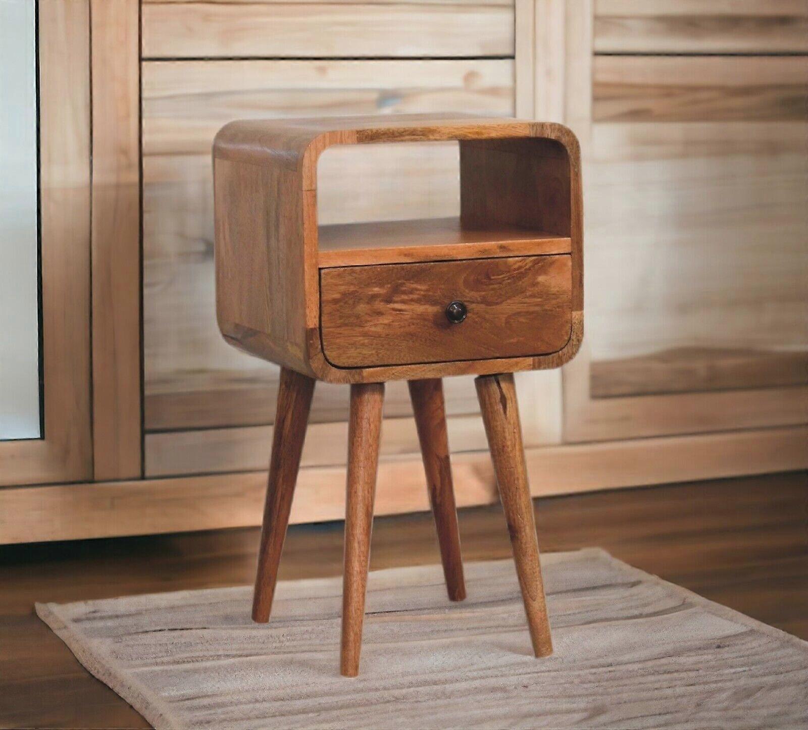 Small Square Curved Bedside Table