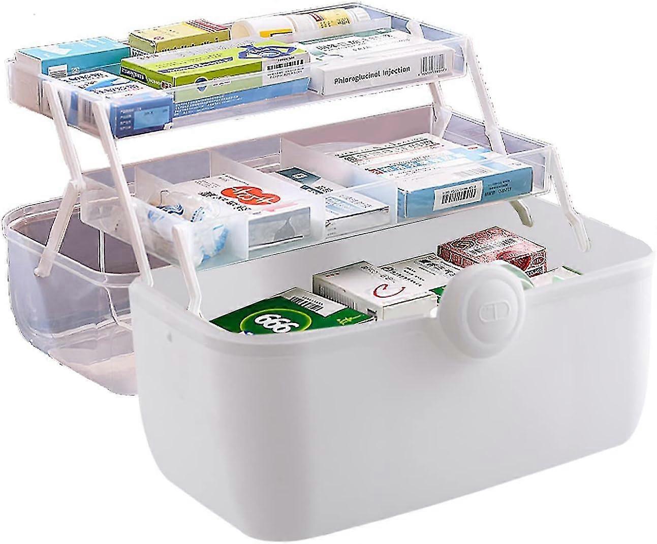 Medicine Box with Portable Handle, First Aid Safe Medication Storage Box for Family Use, Emergency Medicine Case Organizer for Family Office28x20x16cm