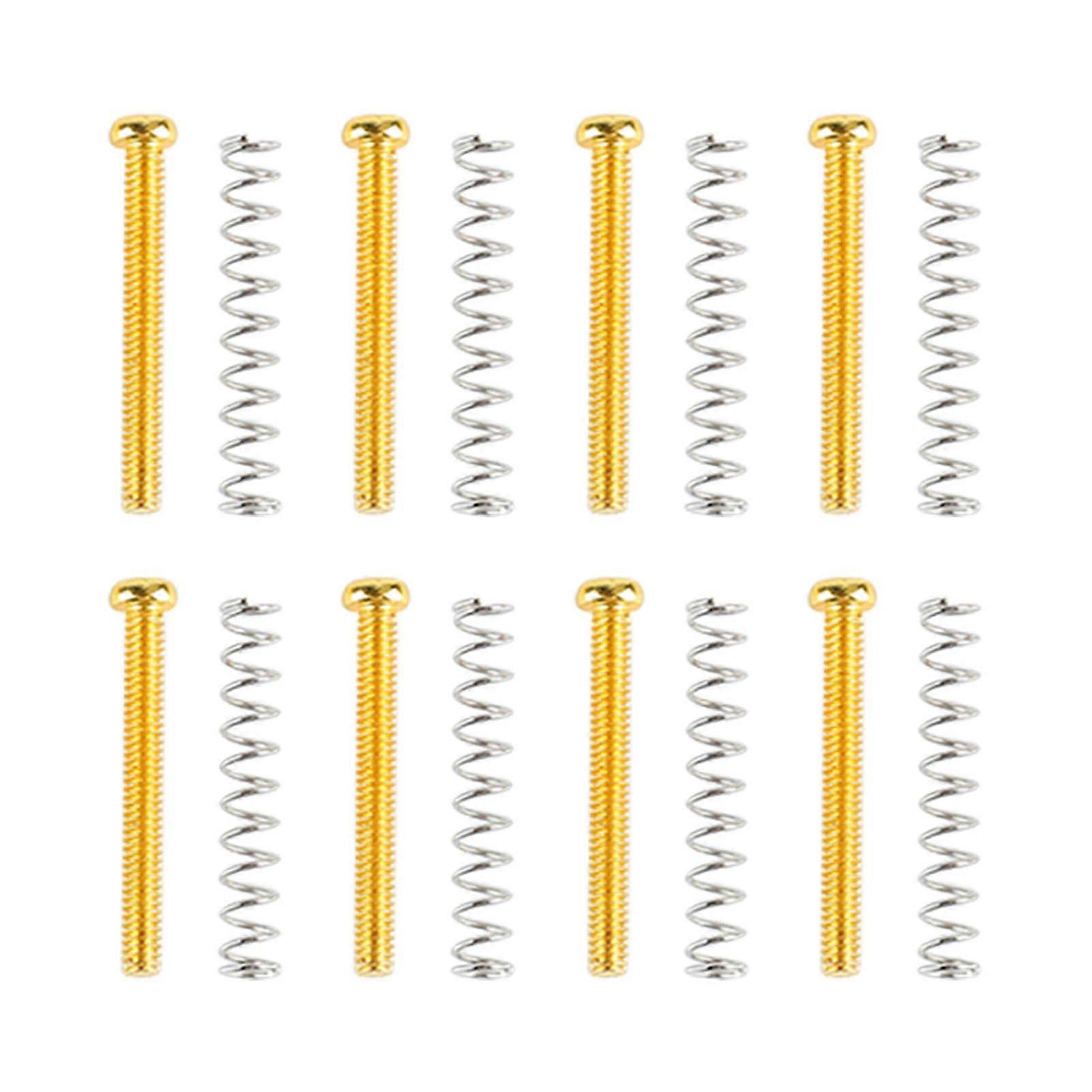 8 Set Guitar Pickup Screw Spring Iron Double Coil Pickup Frame Mounting Screws and Springs Gold