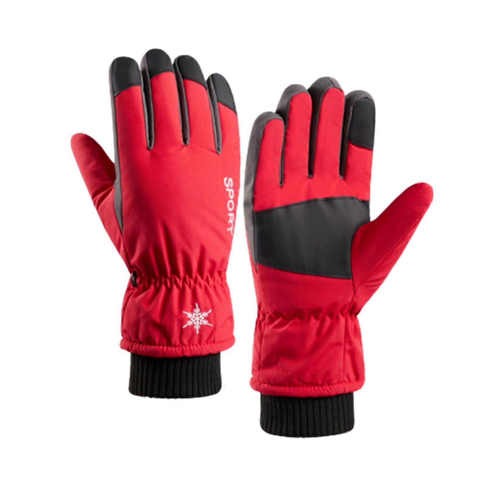 Cycling Warm Snow Gloves Thick Soft Faux Rabbit Plush Edge for Cold Weather Outdoor Skiing and Cycling