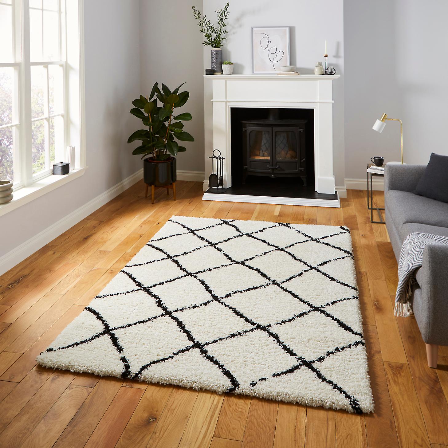 Scandi Berber G257 White Black  Rectangle Rugs Modern Rugs