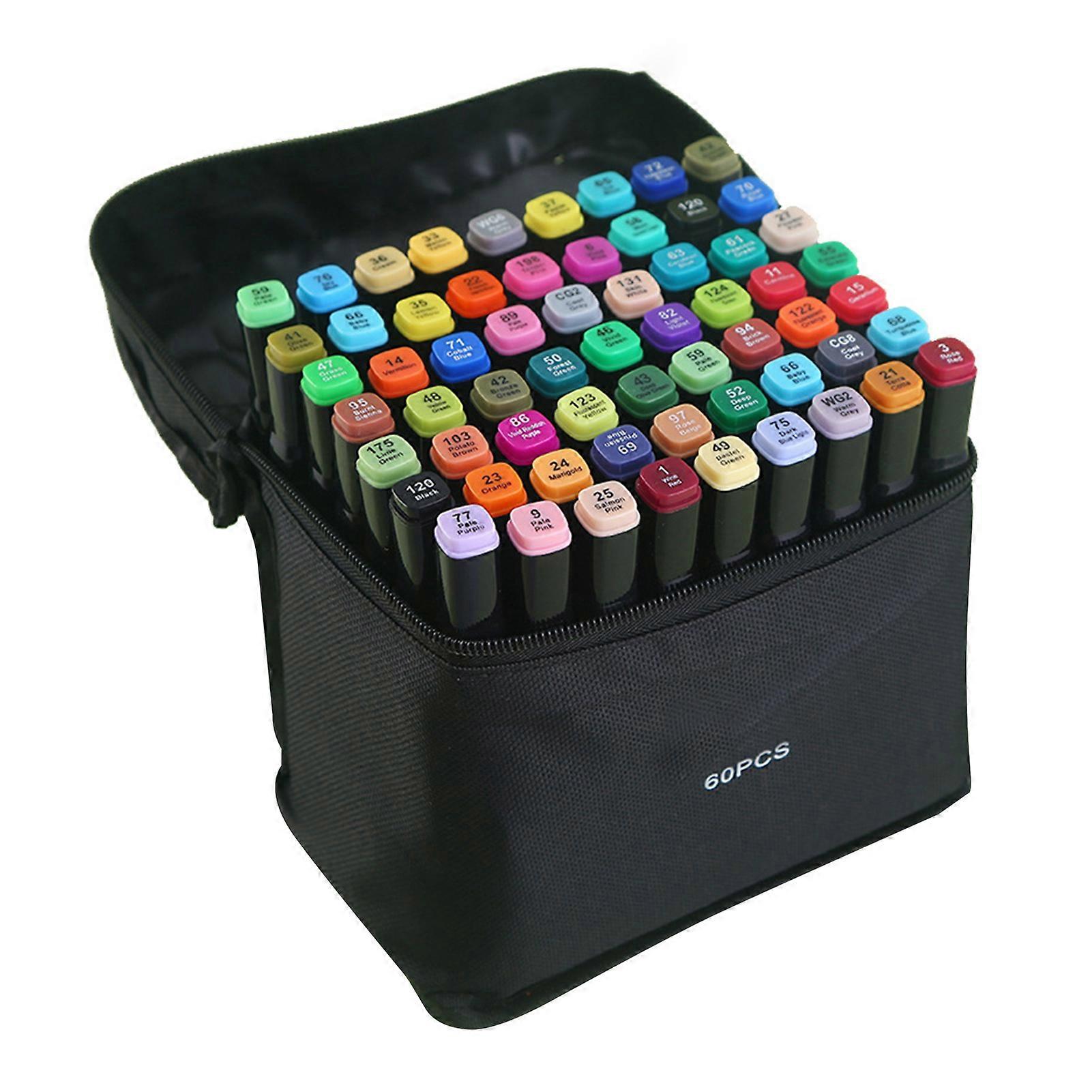 24/36/48/60 Color Double-headed Oily Marker Pen Multifunctional Portable Painting Tool for Drawing Sketching