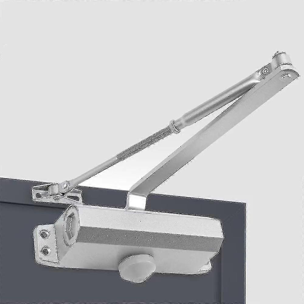 Automatic Hydraulic Door Closer With Stop Device, Adjustable Spring Door Closer, Buffer Closed Commercial And Residential Use 40-65 Kg Door, Silverbr-