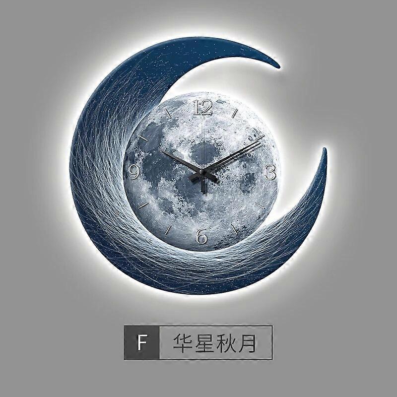 Living room decoration atmosphere led luminous painting moon clock restaurant hanging painting sofa background wall mural