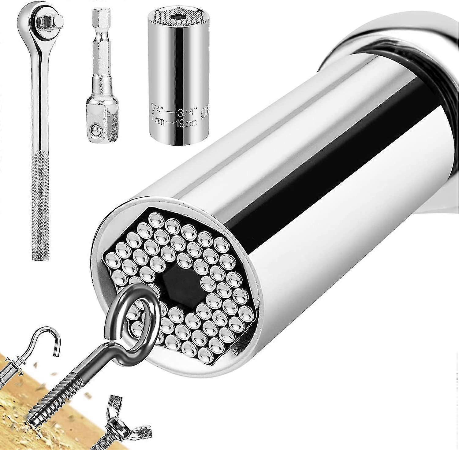 3pcs 7-19mm Universal Socket Wrenches, High Quality Cr-v Multifunctional Hand